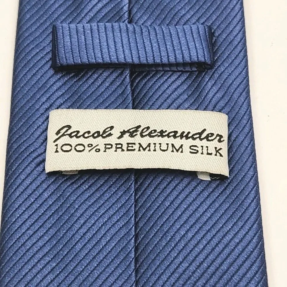 Jacob Alexander Tie Men's Necktie 100% Silk Blue Handmade Classic Preppy